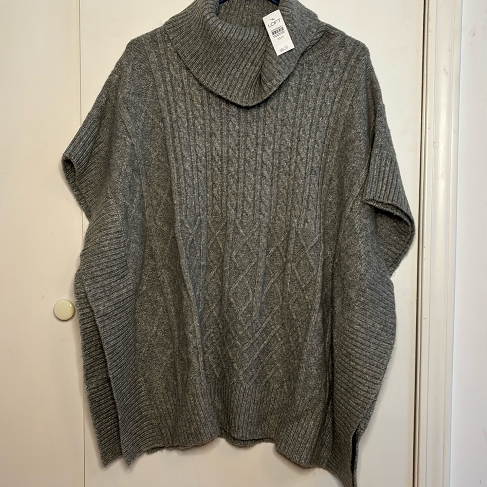 Loft grey turtleneck poncho new w tags size xs/s